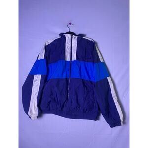 Vintage 90’s Nike Blue White Colorblock Full Zip Winbdbreaker Jacket Men's Large